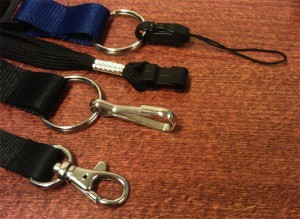 Ulike festemekanismer for lanyards